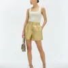 PAIGE high waisted shorts - dull gold