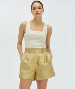PAIGE high waisted shorts - dull gold
