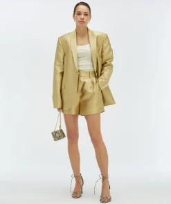 PAIGE high waisted shorts - dull gold