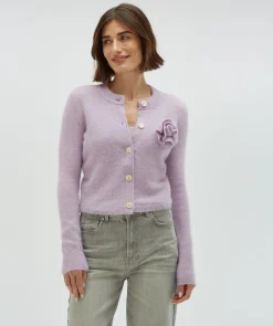 PATTY slim fit cropped vest - lilac melange