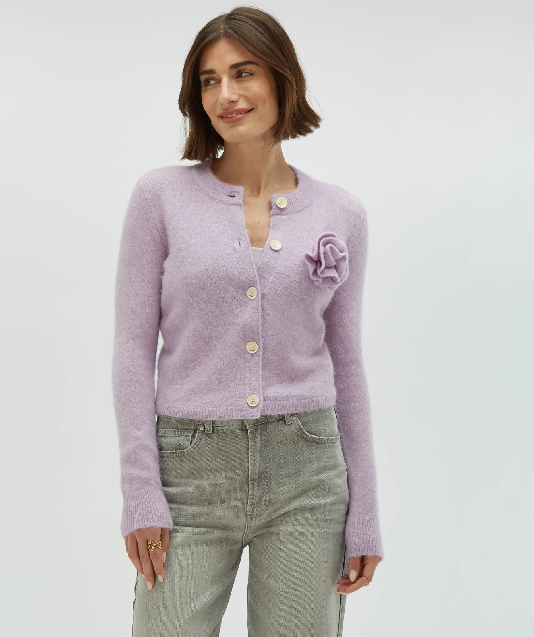 PATTY slim fit cropped vest - lilac melange