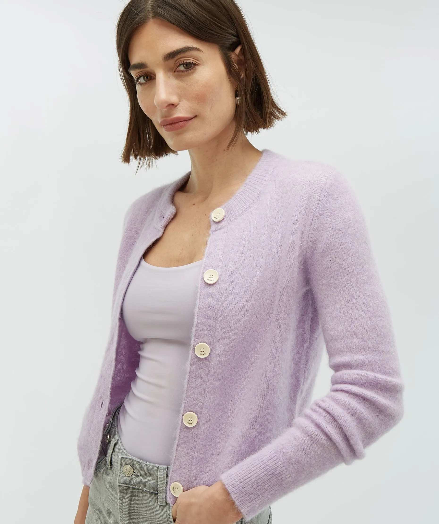 PATTY slim fit cropped vest - lilac melange