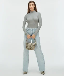 PHEBE straight fit jeans met parels - blue denim