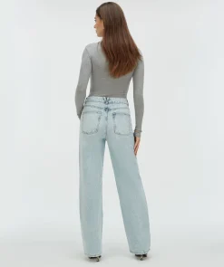 PHEBE straight fit jeans met parels - blue denim