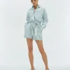 PIEN oversized playsuit in denim look - blue denim