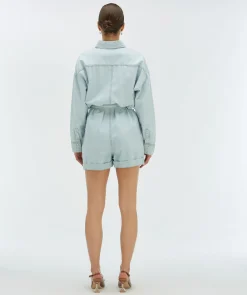 PIEN oversized playsuit in denim look - blue denim