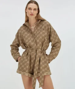 PIEN playsuit met logoprint - mink