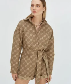 PIEN playsuit met logoprint - mink