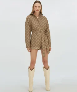 PIEN playsuit met logoprint - mink