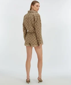 PIEN playsuit met logoprint - mink