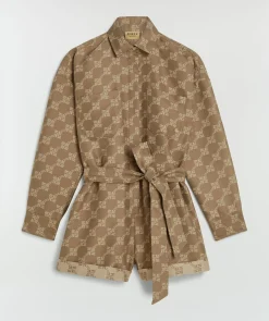 PIEN playsuit met logoprint - mink