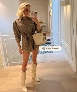 PIEN playsuit met logoprint - mink