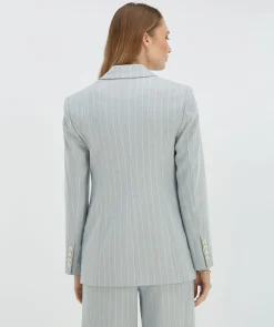 PLEUN regular fit blazer met krijtstreep - sky blue