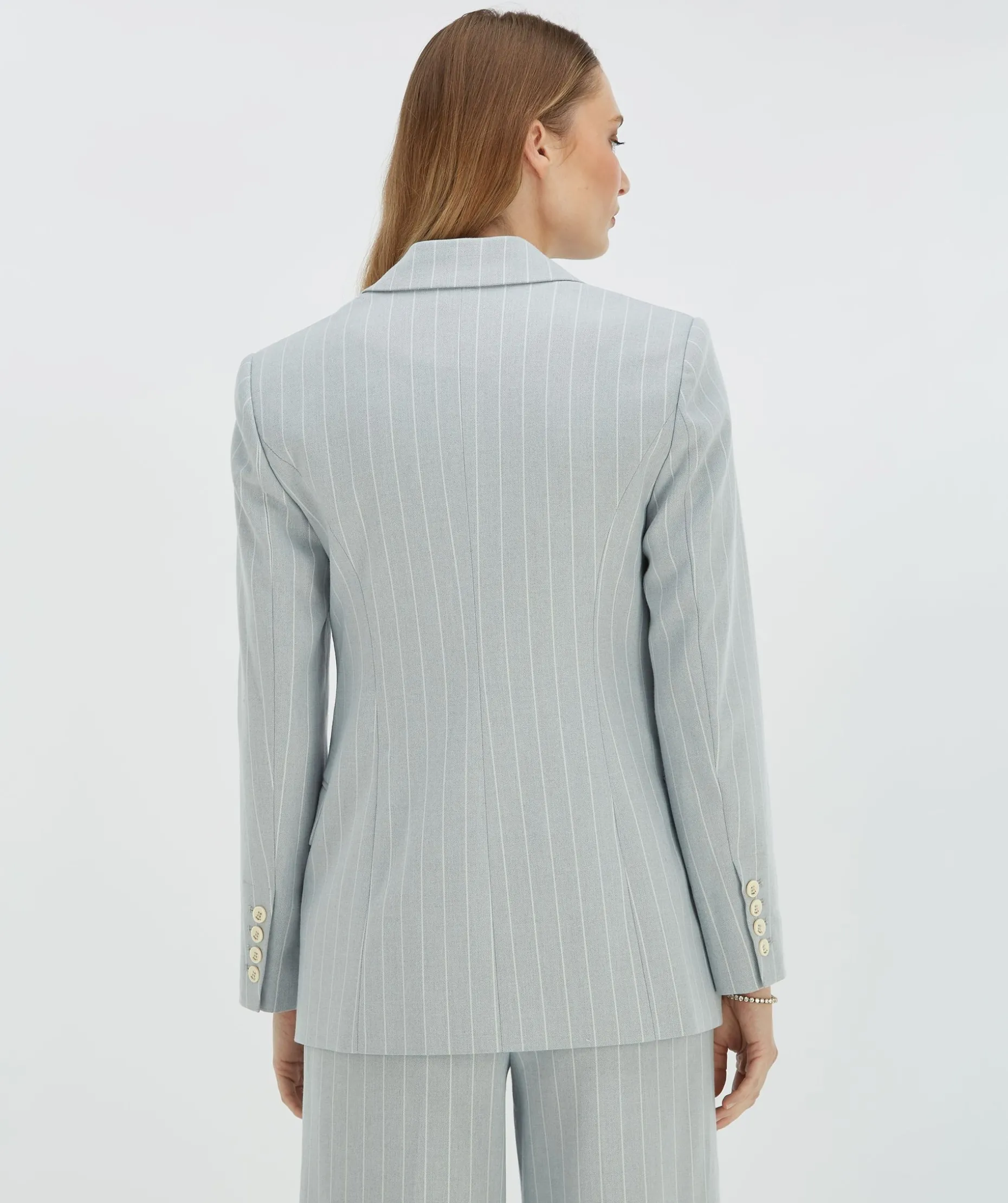 PLEUN regular fit blazer met krijtstreep - sky blue