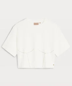 QUINN oversized T-shirt met sierstenen - off white