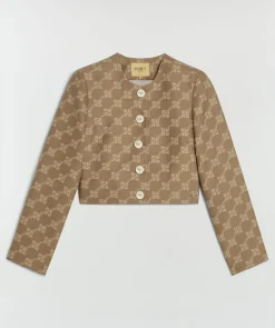 REMI cropped blazer met logoprint - mink