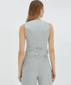RUDY fitted gilet met krijtstreep - sky blue