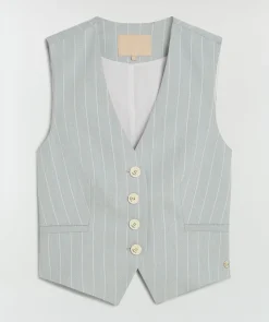 RUDY fitted gilet met krijtstreep - sky blue
