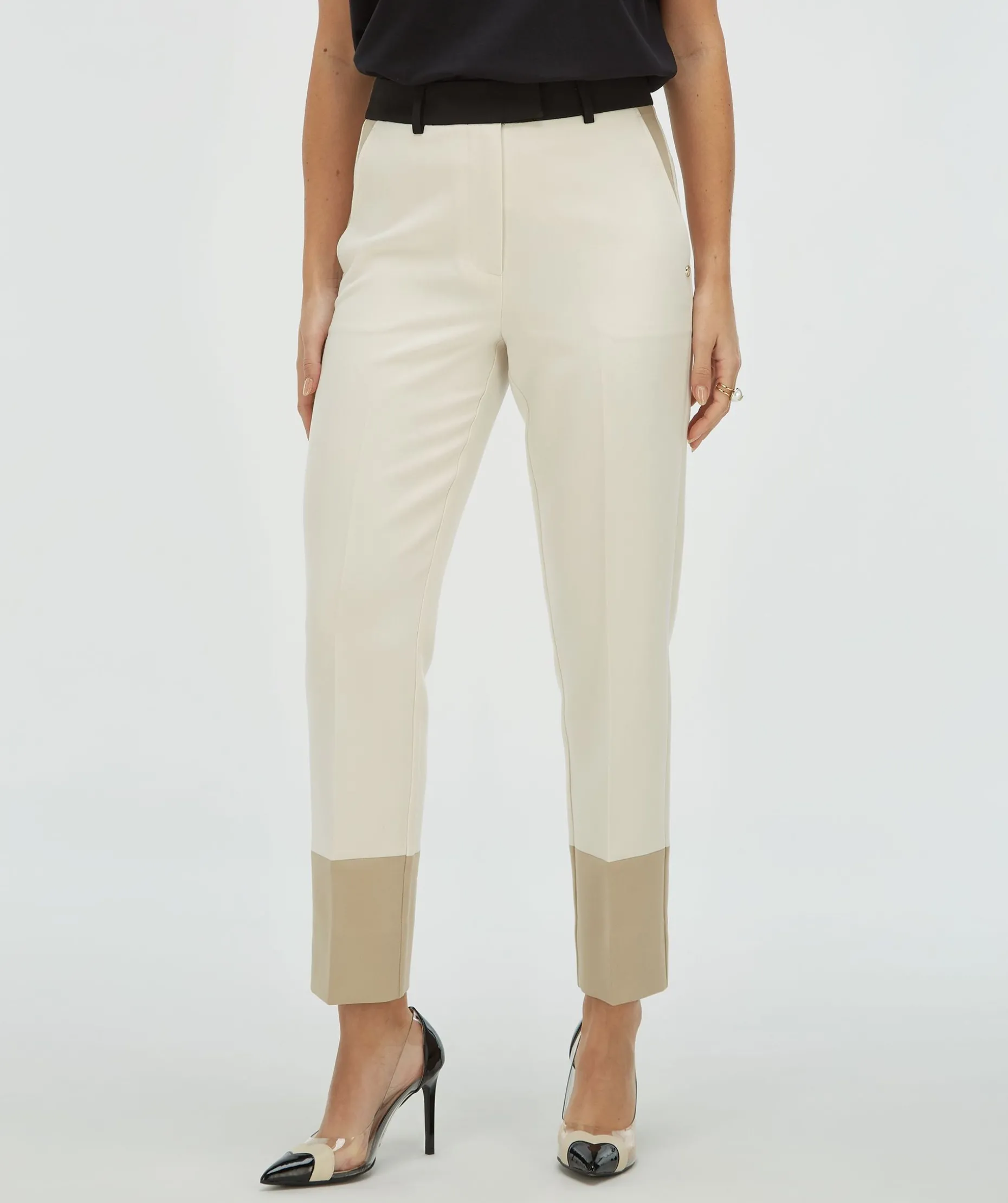 RYKER pantalon met contrast effect - ecru