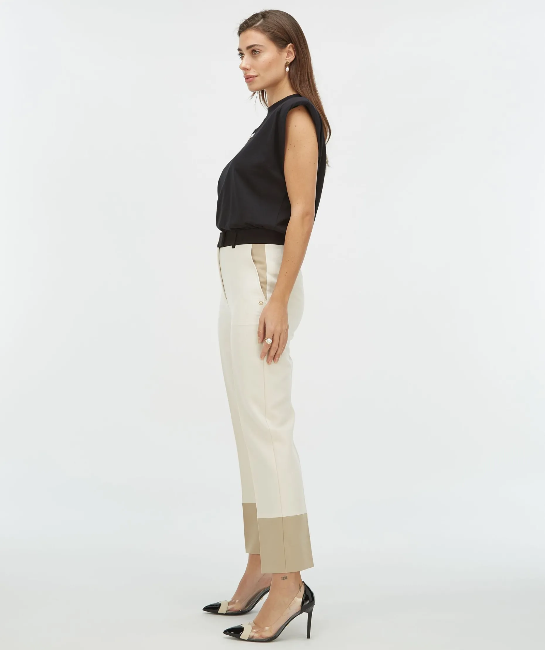 RYKER pantalon met contrast effect - ecru