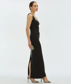 SHELLY fitted maxi jurk - black