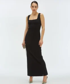 SHELLY fitted maxi jurk - black
