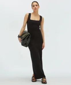 SHELLY fitted maxi jurk - black