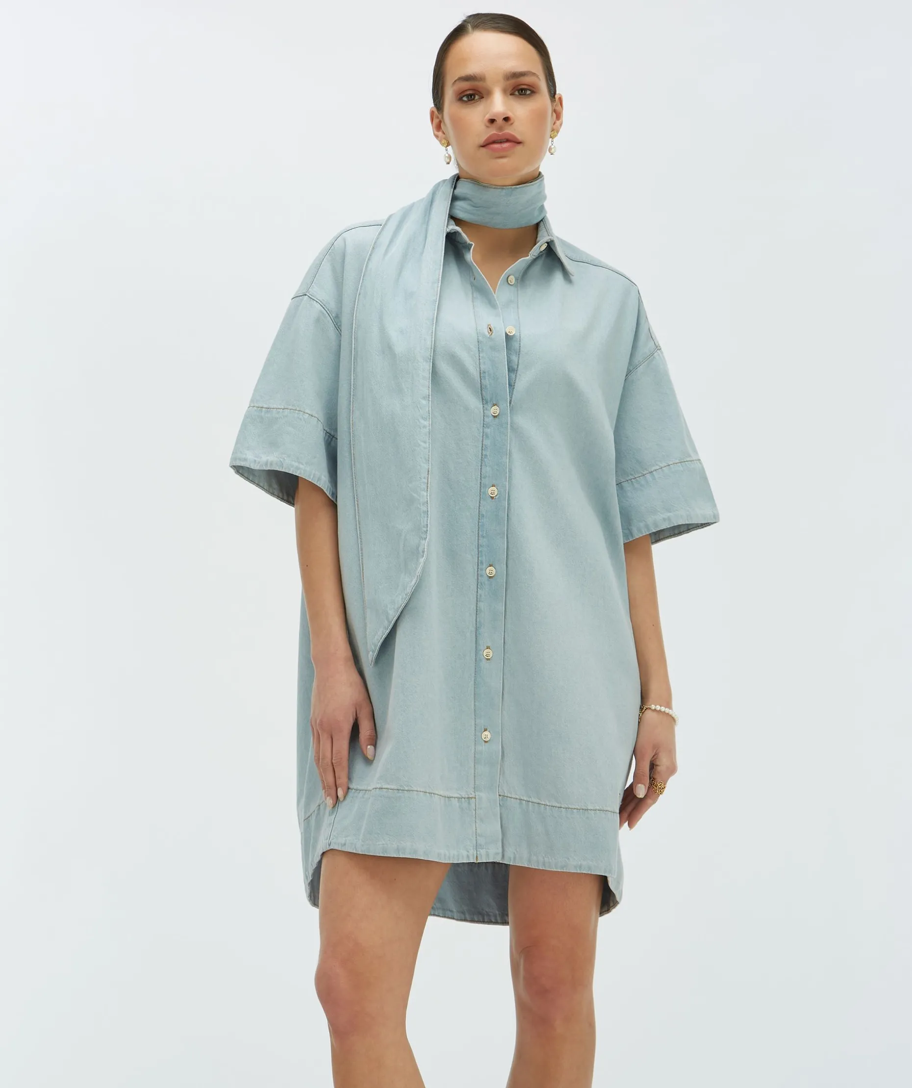 SIMI oversized blousejurk - blue denim