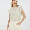 SUE T-shirt met schoudervulling - salt melange