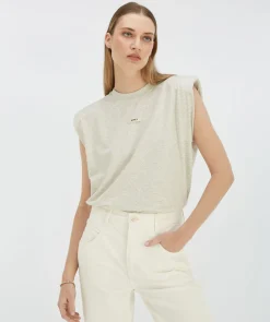 SUE T-shirt met schoudervulling - salt melange