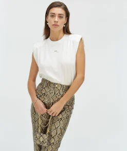 SUE T-shirt met schoudervulling - off white