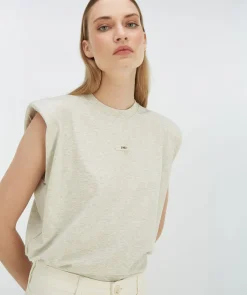 SUE T-shirt met schoudervulling - salt melange