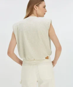 SUE T-shirt met schoudervulling - salt melange