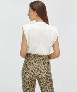 SUE T-shirt met schoudervulling - off white