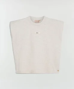 SUE T-shirt met schoudervulling - salt melange