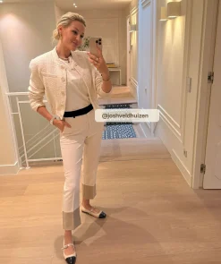 SUE T-shirt met schoudervulling - off white
