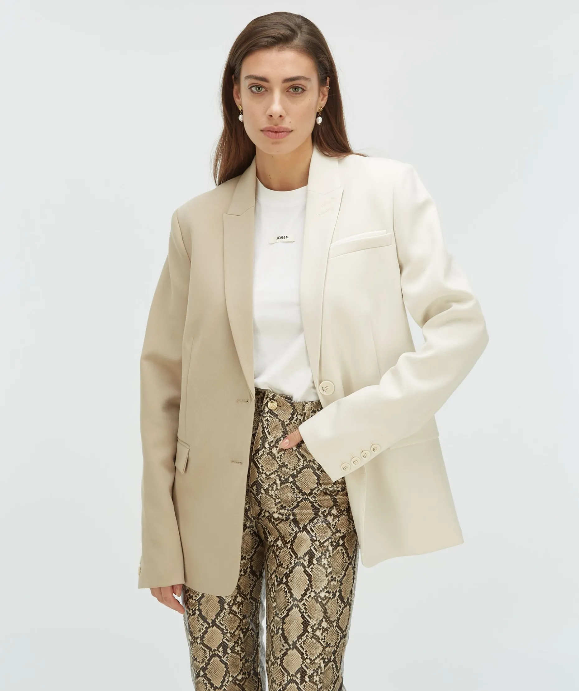 SUUS oversized two-tone herenblazer - light mink ecru