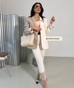 SUUS oversized two-tone herenblazer - light mink ecru