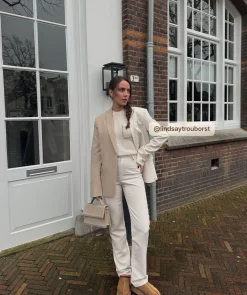 SUUS oversized two-tone herenblazer - light mink ecru