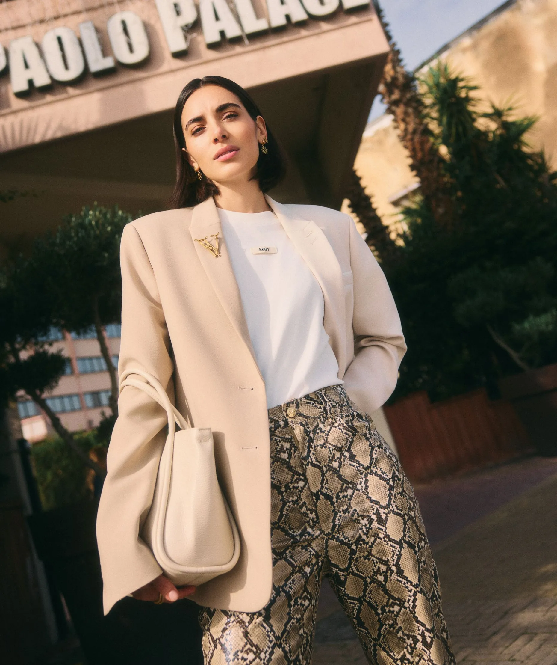SUUS oversized two-tone herenblazer - light mink ecru