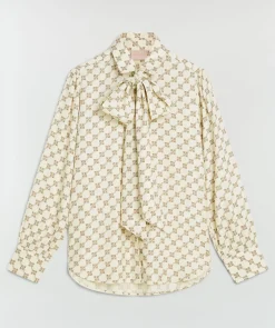 SYDNEY regular fit blouse met logoprint - light ecru light mink