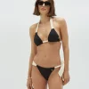 VIOLINA triangle bikinitop met striksluiting - black creme white