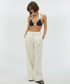 VIOLINA triangle bikinitop met striksluiting - black creme white