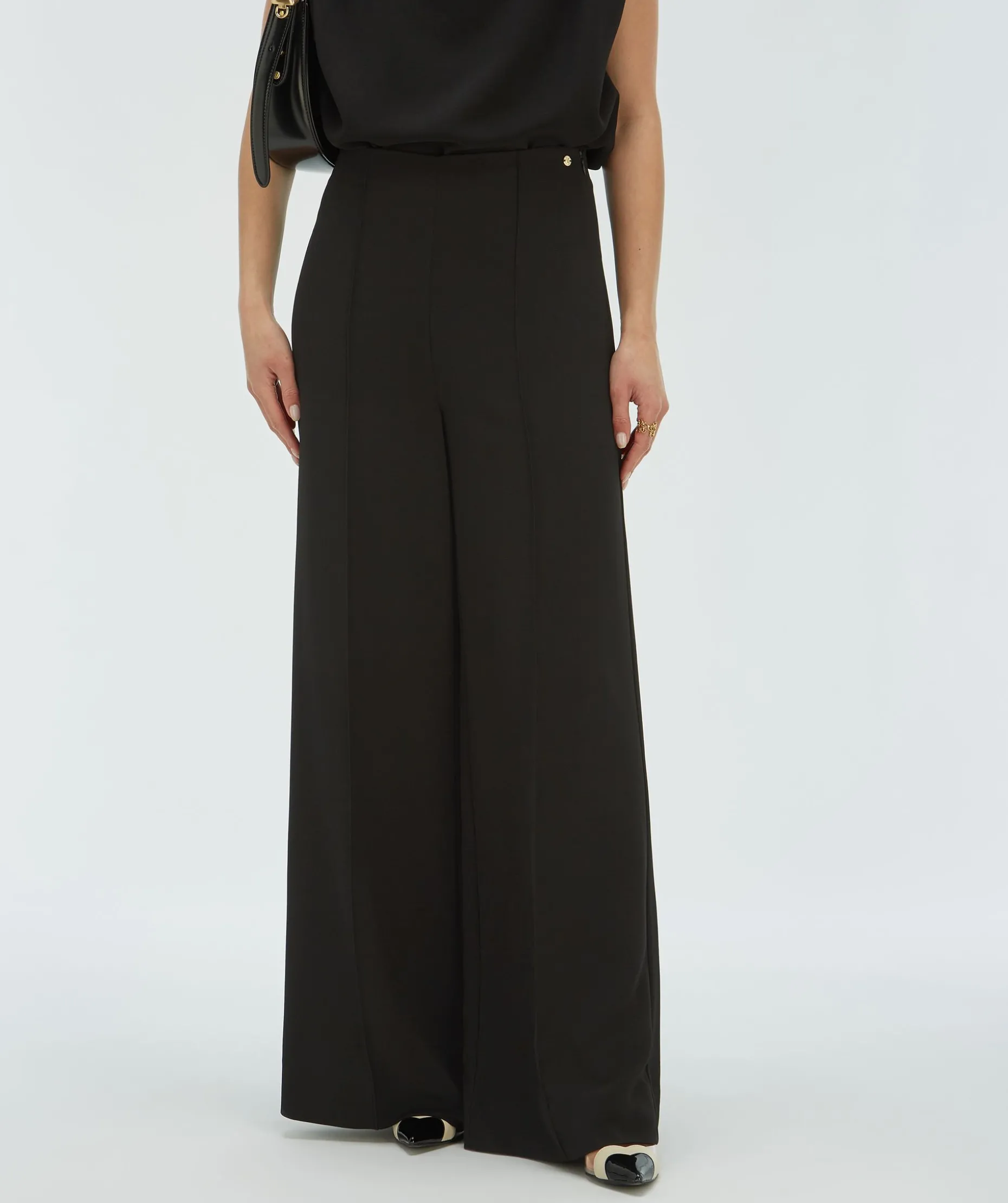 VIVA high waisted wide leg pantalon - black