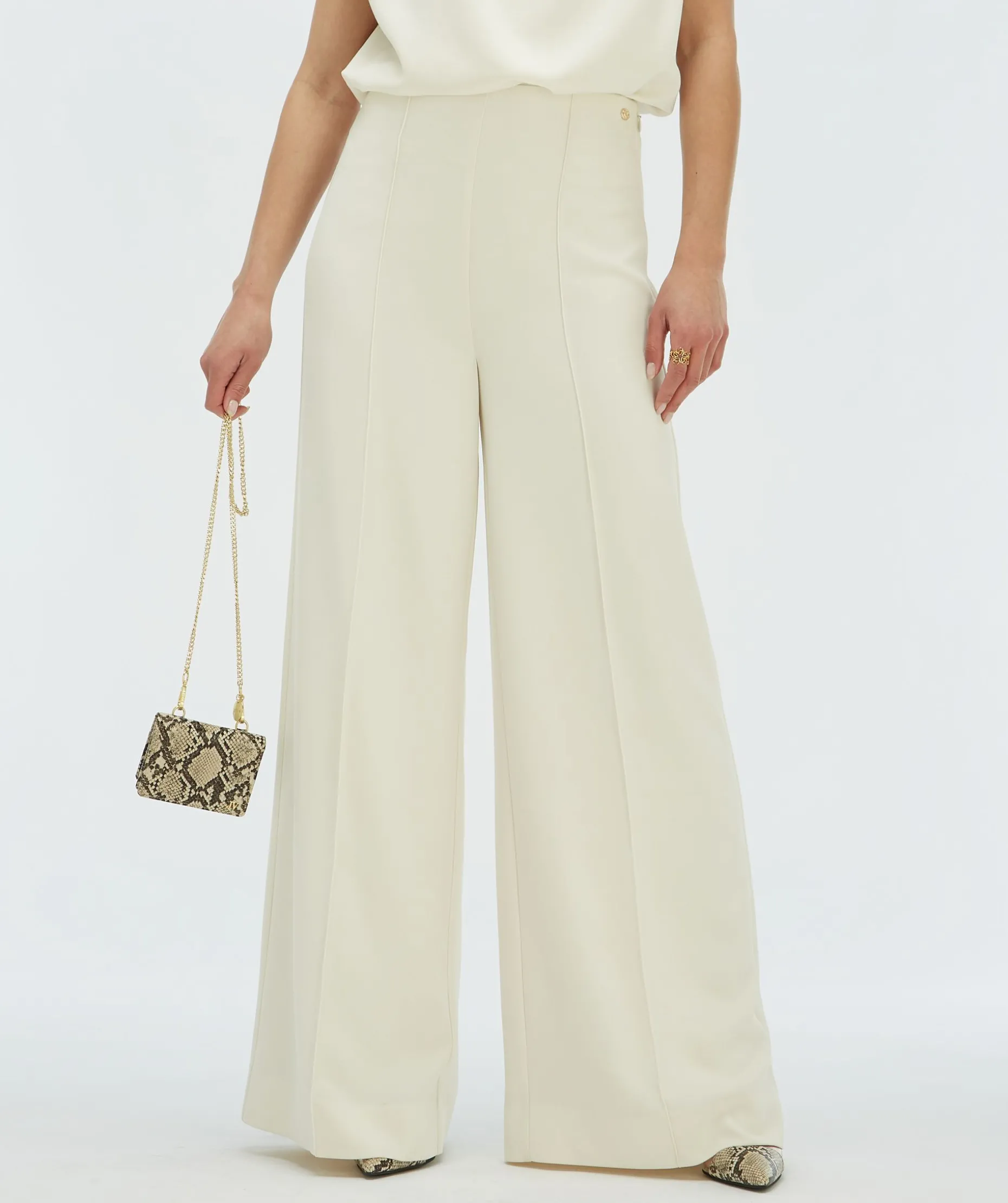 VIVA high waisted wide leg pantalon - cocoon white