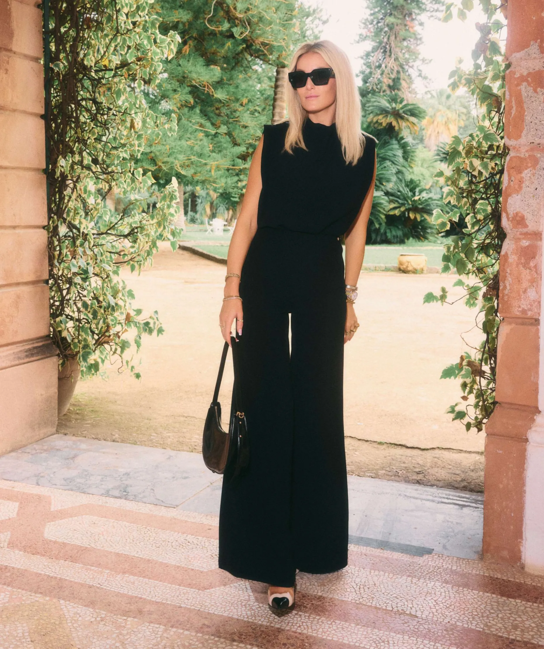 VIVA high waisted wide leg pantalon - black