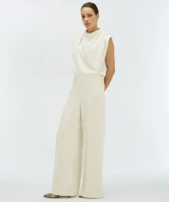 VIVA high waisted wide leg pantalon - cocoon white