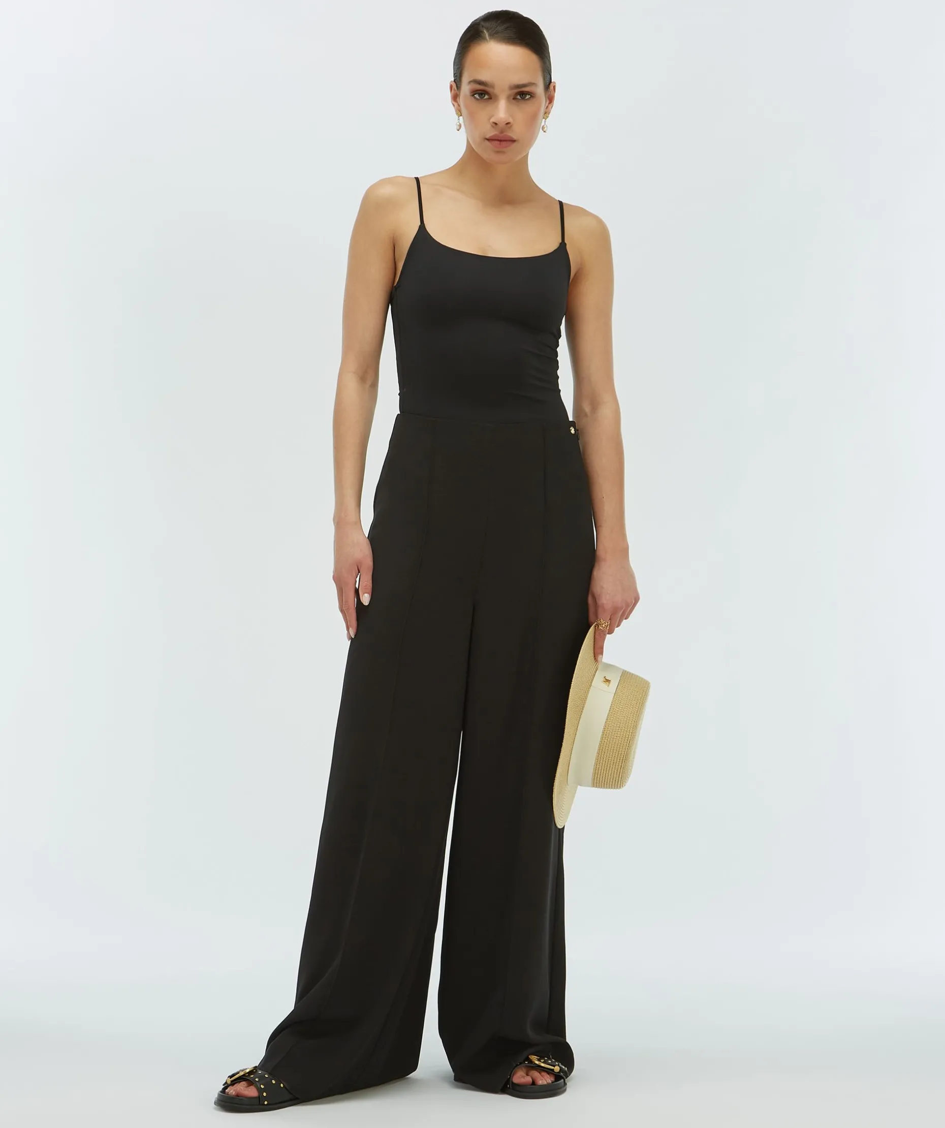 VIVA high waisted wide leg pantalon - black