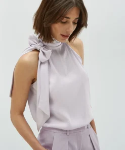 YANIEK loose fit top in satijn look - lilac
