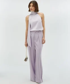 YANIEK loose fit top in satijn look - lilac